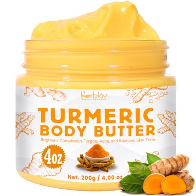 Turmeric Face Cream - All Natural Skin Brightening Lotion - Turmeric Whipped Body Butter for Dark Spots, Hyperpigmentation - Turmeric Skincare Cleanses, Fights Acne, Evens Tone, Scars, Sun Damage