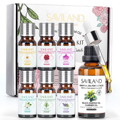 SAVILAND Essential Cuticle Oil Gift Set - Nail Oil for Growth Strength Scented Essential Oils for Nails, Diffuser, Humidifiers, Skin Care, Massage, Laundry, DIY Candle, Soap Making for Women