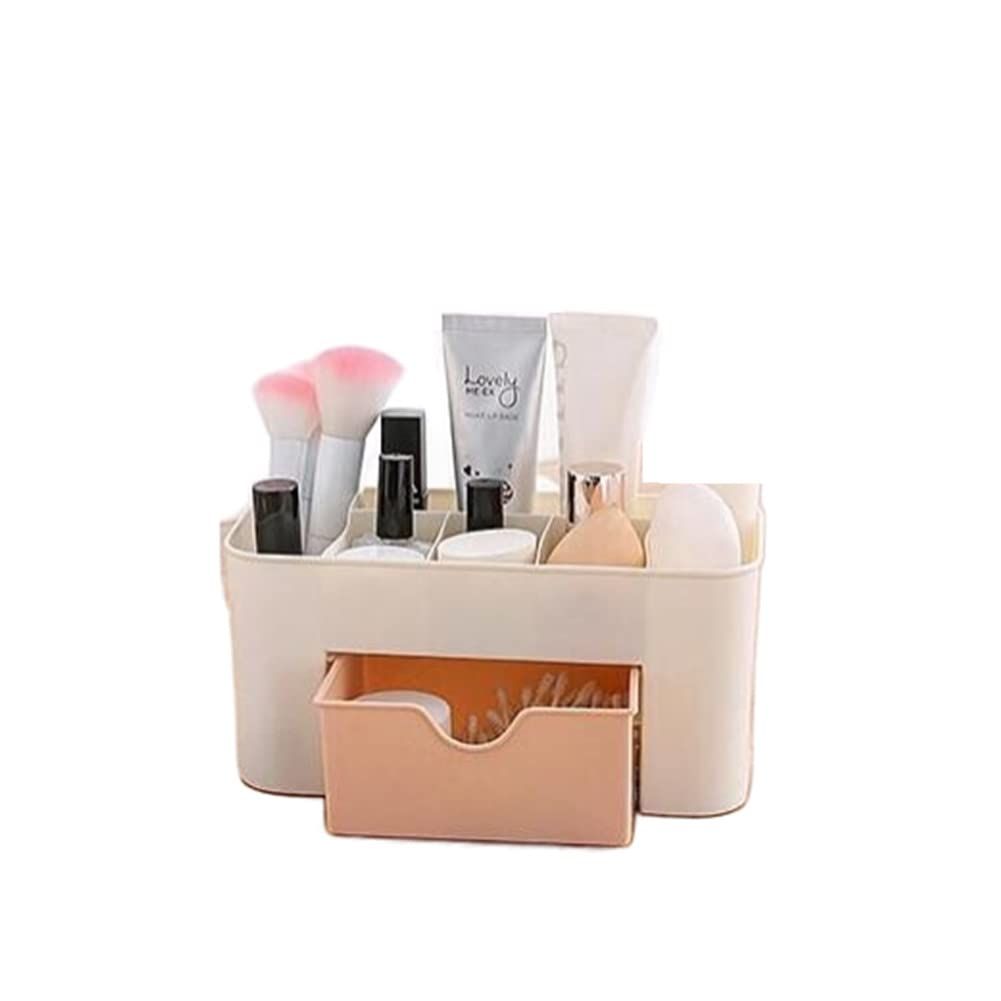 Large Capacity Makeup Organizer for Bathroom Bedroom, Cosmetic Storage Box with Drawers, Desktop Makeup Container for Jewelry Lipstick Skin Care (Pink)