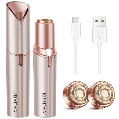 KRADAA Facial Hair Removal for Women: Rechargeable Hair Removal Device - Painless Womens Face Razor Peach Fuzz (Small Rose)