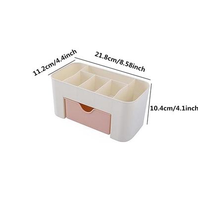 Large Capacity Makeup Organizer for Bathroom Bedroom, Cosmetic Storage Box with Drawers, Desktop Makeup Container for Jewelry Lipstick Skin Care (Pink)