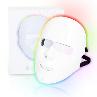 L E D Face Mask Light Therapy, Red&amp;Blue Light Therapy for Face,7 Colors Light Therapy Mask, Facial Light Therapy Skin Care Salon at Home,Portable,Rechargeable