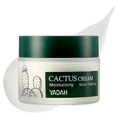 YADAH Cactus Cream 1.69 Fl.Oz. - Facial Hydrating Moisturizer Forming Moisture Barrier for Sensitive Dry Skin