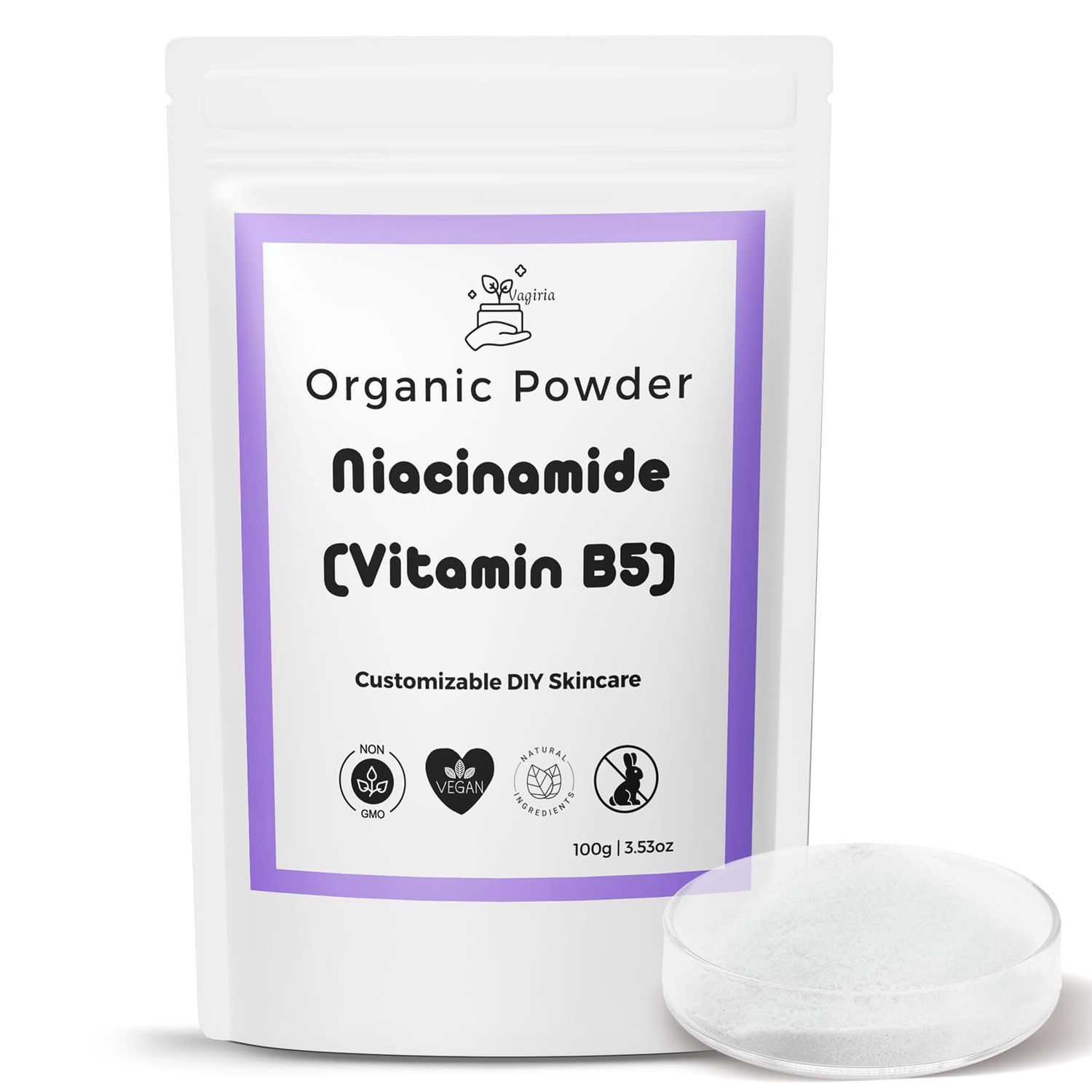 Vagiria Premium Niacinamide Powder for DIY Skincare - 99% Purity, Soothes Blemished Skin, Reduces Signs of Aging, and Enhances Skin Lightening