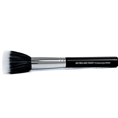 Large Powder Makeup Brush - Beauty Junkees Pro Flat Top Duo Fiber Synthetic Make Up Brushes, Blend Diffuse Loose, Pressed, Translucent Powders for Setting, Finishing, Bronzing, Vegan Cruelty Free