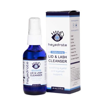 Heyedrate Lid and Lash Cleanser - 2oz Glass Bottle - Pure Hypochlorous Acid Spray for Soothing Dry Eye Irritation - Daily Eyelid &amp; Lash Cleanser