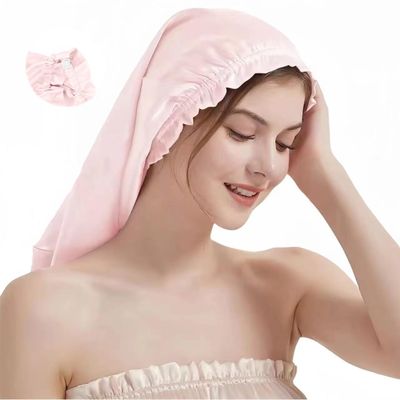 SereLune 100% Mulberry Silk Adjustable Bonnet Sleep Cap, Long Silk Turban/Bonnet for Sleeping, Hair wrap for Sleep,3 Colors (Pink)