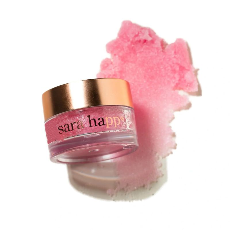 Sara Happ The Lip Scrub: Pink Grapefruit Sugar Scrub for Dry Lips - Gently Exfoliate, Polish, and Revitalize Lips with Vitamin E and Jojoba &amp; Grape Oils, Vegan, 0.5 oz.