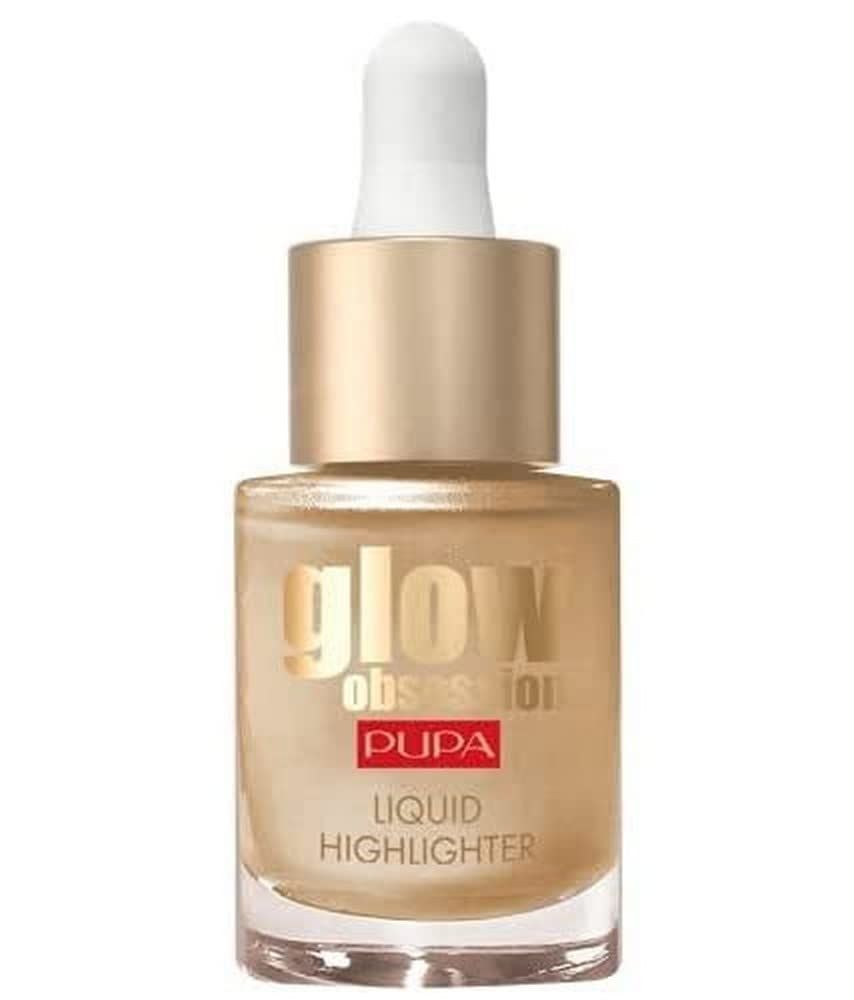 Pupa Milano Glow Obsession Liquid Face Highlighter - Stunning Glowing-From-Within Look - Luminous Baked Powder - Lightweight All-Over Powder, Highlight, Blush, And Bronzer - 100 Sunrise - 0.45 OZ