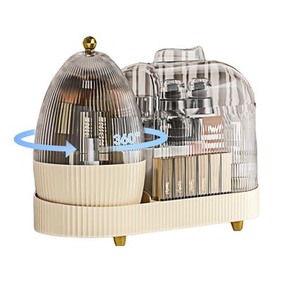 THENNIKIGO Rotating Makeup Organizer for Vanity with Brush Holder, Cosmetic Makeup Storage,Lotions Display Cases,Large Spinning Makeup Skincare Organizer(15x11&#39;&#39;)