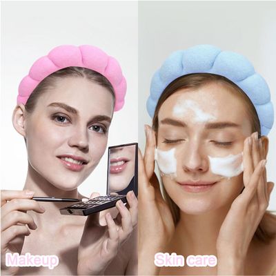 Wecoe 3pcs Skincare Headband For Washing Face Spa Headband Makeup Face Wash Headband Cute Pink Blue Black Puffy Sponge Bubble Headband Hair Accessories For Women Girls Kids Teens Gifts Girly Stuff