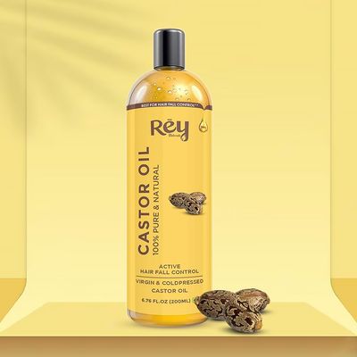 Rey Naturals Castor Oil For Skin Care, Hair Growth (Arandi Oil), Premium Cold Pressed, Pure &amp; Virgin Grade - 200 Ml Clear