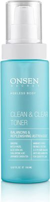 Onsen Secret Clean &amp; Clear Face Toner - Balancing &amp; Replenishing Astringent Daily Perfecting &amp; Revitalizing Toner w/Witch Hazel, Aloe Vera, Green Tea, Alcohol-Free, Skin Care Toner for Face