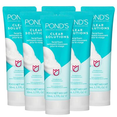 Pond&#39;s Clear Solution, Foaming Face Wash, Removes Excess Oil, Face Cleanser, 6-Pack of 1.07 Fl Oz Each