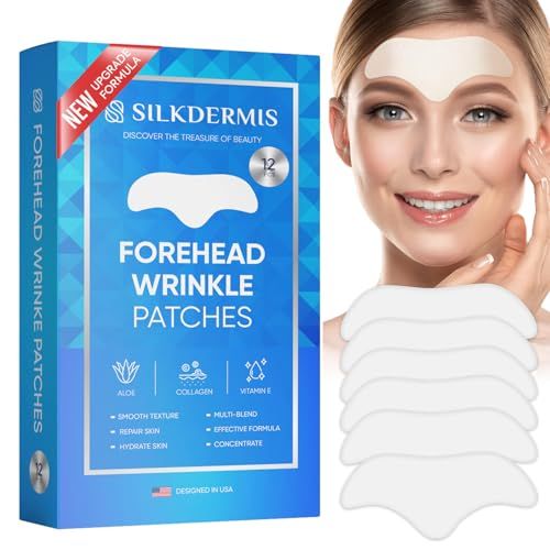 SILKDERMIS Forehead and Facial Wrinkle Patches: Anti Wrinkle Patches-Repair Winkle Remover and Treatment with Aloe Collagen and Vitamin E 12pcs