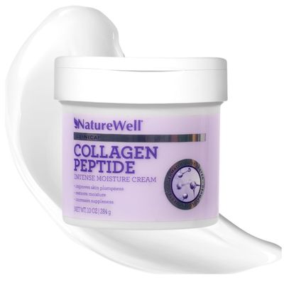 NATURE WELL Clinical Collagen Peptide Intense Moisture Cream for Face, Neck, &amp; Body, Anti-Aging Cream that Hydrates, Plumps, Restores Moisture, and Increases Suppleness, 10 Oz