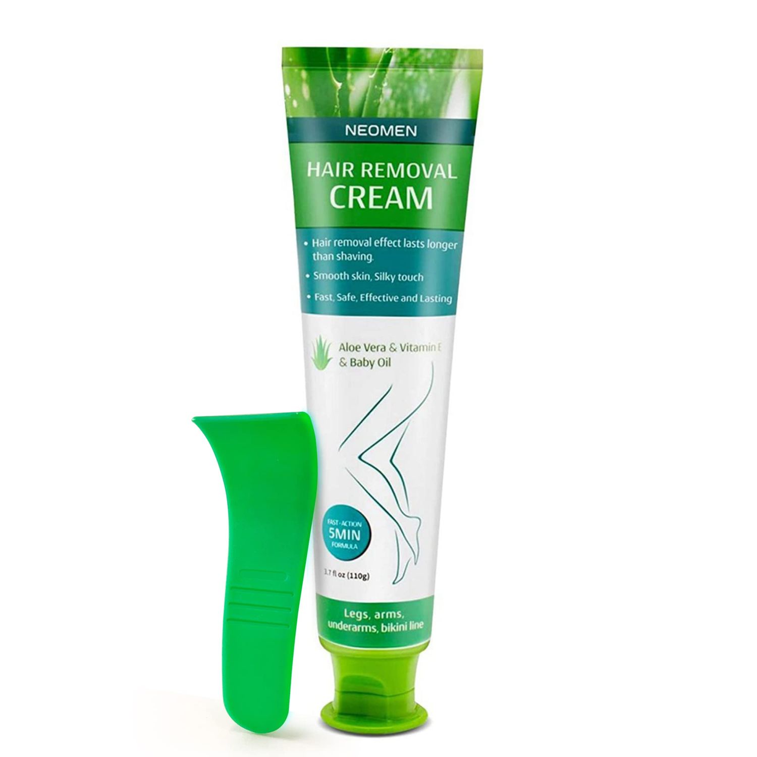 Neomen Hair Removal Cream for Men &amp; Women : Painless Depilatory for Sensitive Skin &amp; Intimate Areas, Moisturizing with Aloe Vera &amp; Vitamin E, Safe for Face, Underarms, Bikini, Arms, Legs