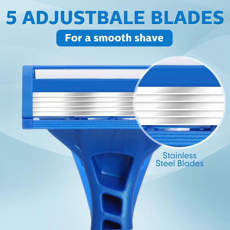 Lanties 24 Pcs Disposable Razors for Men Bulk 5-blade Disposable Razors Men's Disposable Razor Comfort Disposable Head Razor Long-blade Razor Sensitive Skin Razor for Hotel Travel Spa Gift