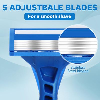 Lanties 24 Pcs Disposable Razors for Men Bulk 5-blade Disposable Razors Men's Disposable Razor Comfort Disposable Head Razor Long-blade Razor Sensitive Skin Razor for Hotel Travel Spa Gift