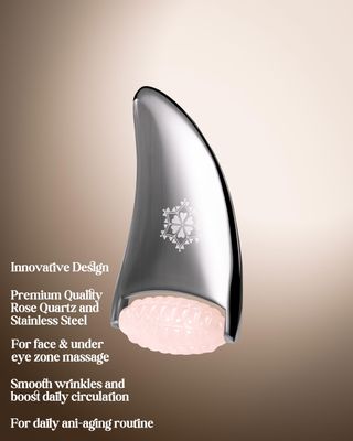 Rose Quartz Stainless Steel Facial Roller - Gua Sha Facial Roller for Face Massage - Boost Circulation - Smooth Wrinkles - Anti-Aging - Premium Quality