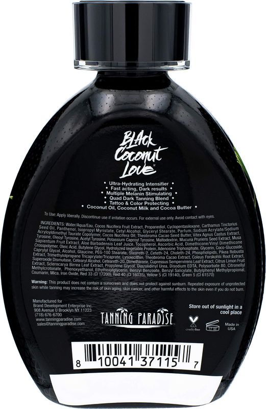 Tanning Paradise Black Coconut Love Tanning Lotion | Coconut Oil | Age-Defying | Tattoo Protecting Formula | Ultra Hydrating Dark Tanning Lotion, 13.5oz