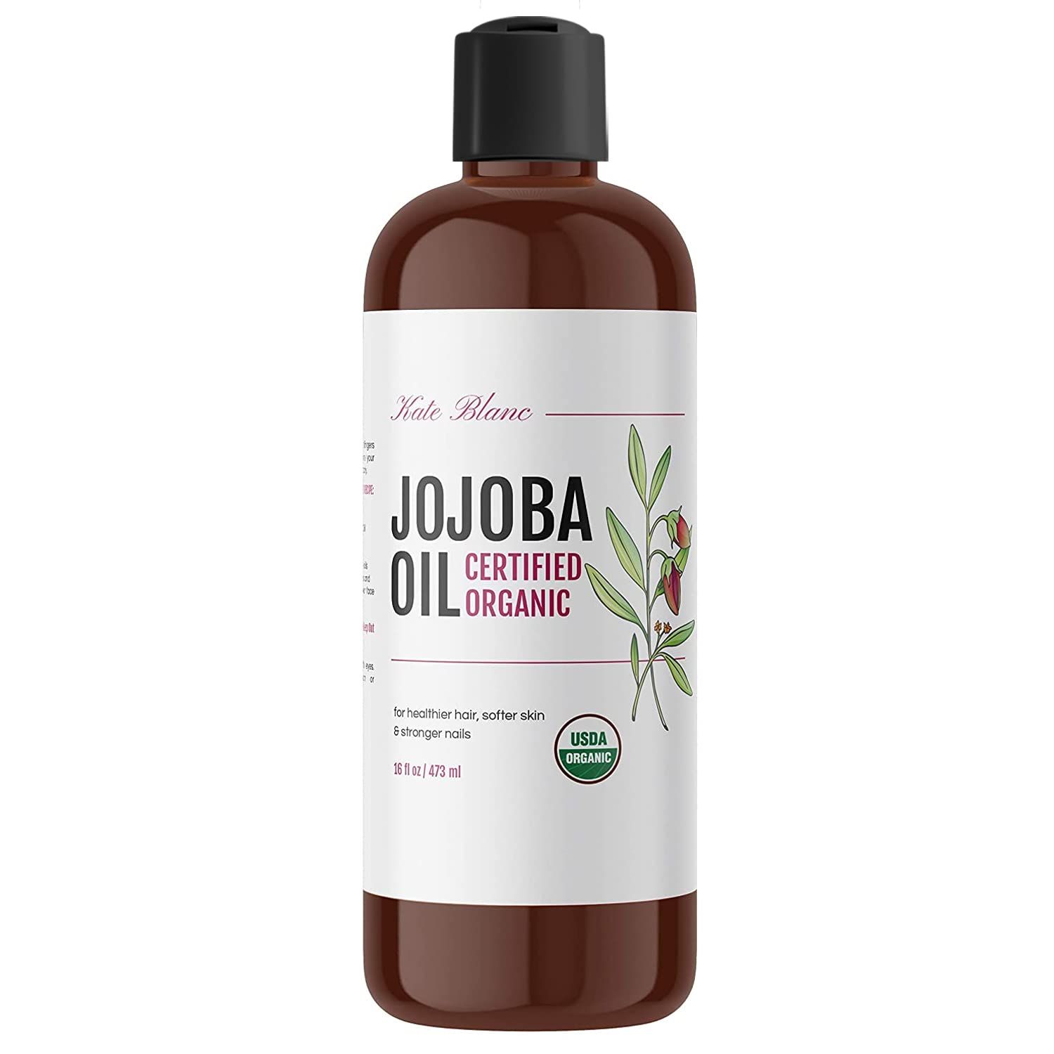 Kate Blanc Cosmetics Jojoba Oil for Hair, Face &amp; Skin. Gua Sha Oil for Face Massage &amp; Dermaplaning (16oz, Organic, 100% Pure, Natural)