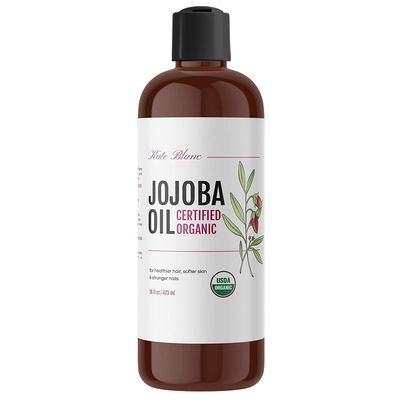 Kate Blanc Cosmetics Jojoba Oil for Hair, Face &amp; Skin. Gua Sha Oil for Face Massage &amp; Dermaplaning (16oz, Organic, 100% Pure, Natural)