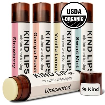 USDA Organic Lip Balm Variety 5 Pack - 100% Natural, Moisturizing Lip Care with Beeswax &amp; Coconut Oil - Hydrating Lip Balm for Dry, Chapped Lips, Chapstick Best Lip Repair for Women, Men, Kids