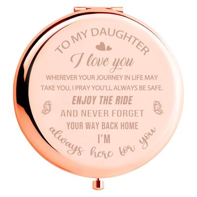 Polzwgck Daughter Gift from Mom to My Daughter Makeup Mirror Christmas Birthday Graduation Gift for Daughter Wedding Gift Adult Daughter Gift Ideas Travel Mirror Bridal Shower Gift