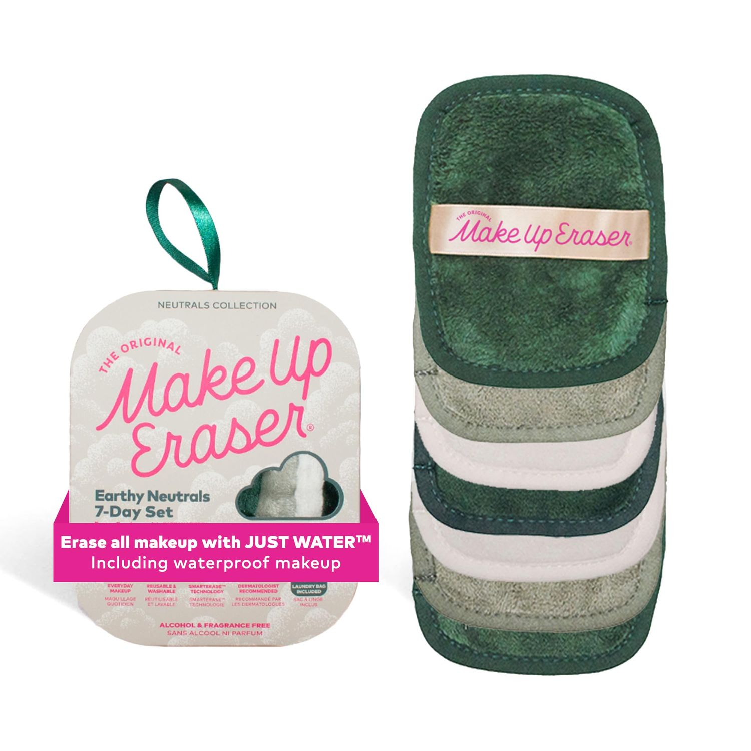 The Original MakeUp Eraser, 7-Day Set, Erase All Makeup with Just Water, Including Waterproof Mascara, Eyeliner, Foundation, Lipstick, Sunscreen, and More! Eat Your Greens Neutrals, 7ct.