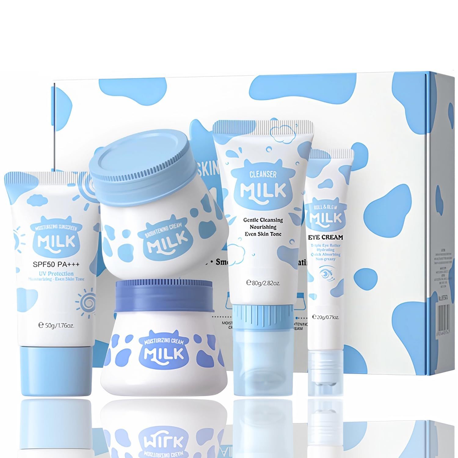 Milk Skincare Gift Set for Women &amp; Girls, 5-In-1 Facial Skin Care Sets &amp; Kits With Facial Cleanser, Face Cream, Eye Cream, Milk Gentle Skin Cleaning &amp; Care Travel Size Facial Kit