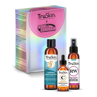 TruSkin x Kylie Skincare Gift Set - With Vitamin C Face Serum 1 fl oz, Soothing Cleansing Milk 4.2 fl oz, and Rose Water Spray for Face 4 fl oz - Exclusive Skincare Set by Kylie Cantrall