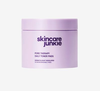 Skincare Junkie Pore Therapy Daily Toner Pads, Exfoliates Pore-Clogging Dead Skin Cells, Fragrance-Free, for Normal to Oily Skin, 50 Pads