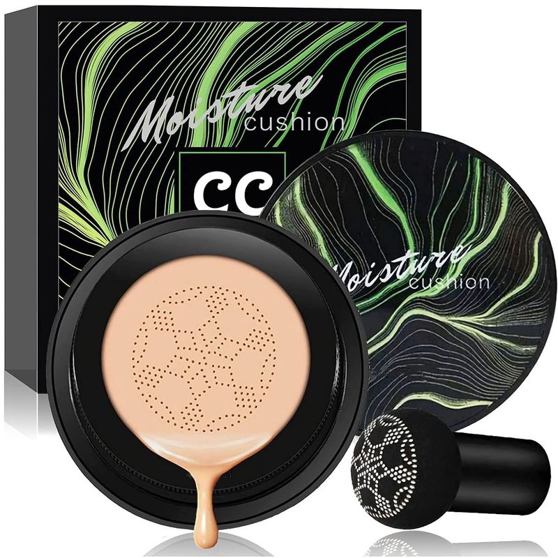 YG LianKai Mushroom Head Air Cushion CC Cream Foundation, Moisturizing Concealer BB Cream Nude Long Lasting Matte CC Cream Face Makeup Base (Natural Color)