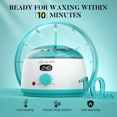 LANSLEYWAX Waxing Kit for Women Blue Green-Digital Wax Warmer Hair Removal with Silicone Pot, Hard Wax Kit Waxing Machine Suitable for Sensitive Skin/Eyebrow/Brazilian/Bikini/Leg/Full Body Use