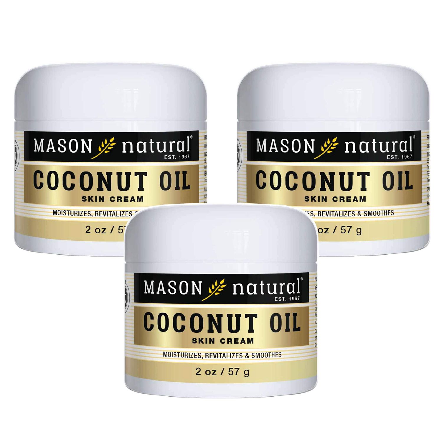 MASON NATURAL Coconut Oil Beauty Cream, 2 Oz, 3 Count