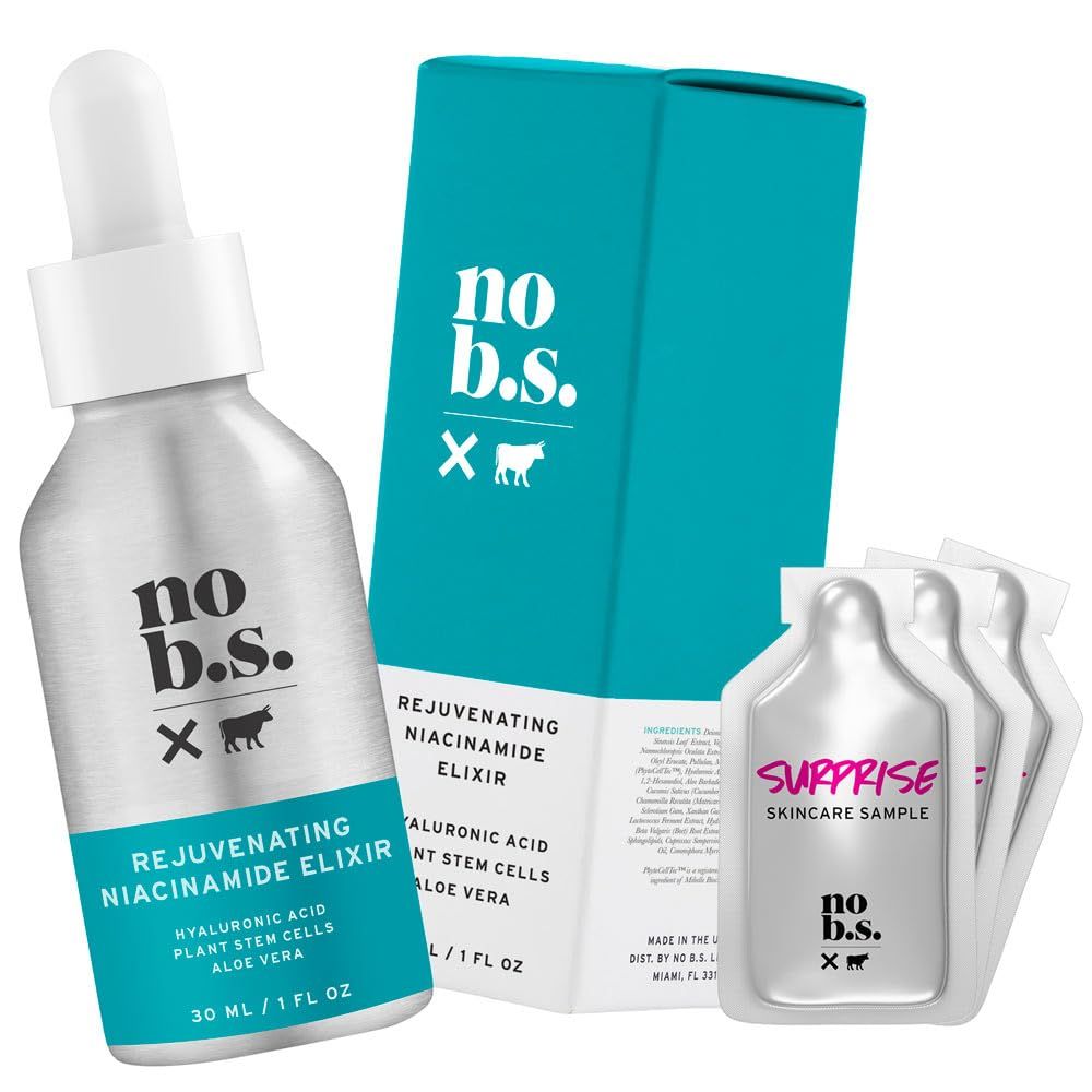 No B.S. (No Bad Stuff) Niacinamide Serum - Rejuvenates, Smooths, + Restores Skin with Vitamin B3, Hyaluronic Acid, and Aloe Vera (1 oz)