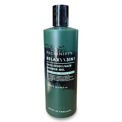 Pecksniff&#39;s Relax Magnesium 3-in-1 Arnica &amp; Sage Shower Gel | 500ml /16.9 Fl Oz