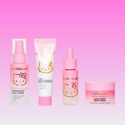 THE CRME SHOP X HELLO KITTY SKINCARE ESSENTIALS - KLEAN BEAUTY 4PC TRAVEL BAG SET