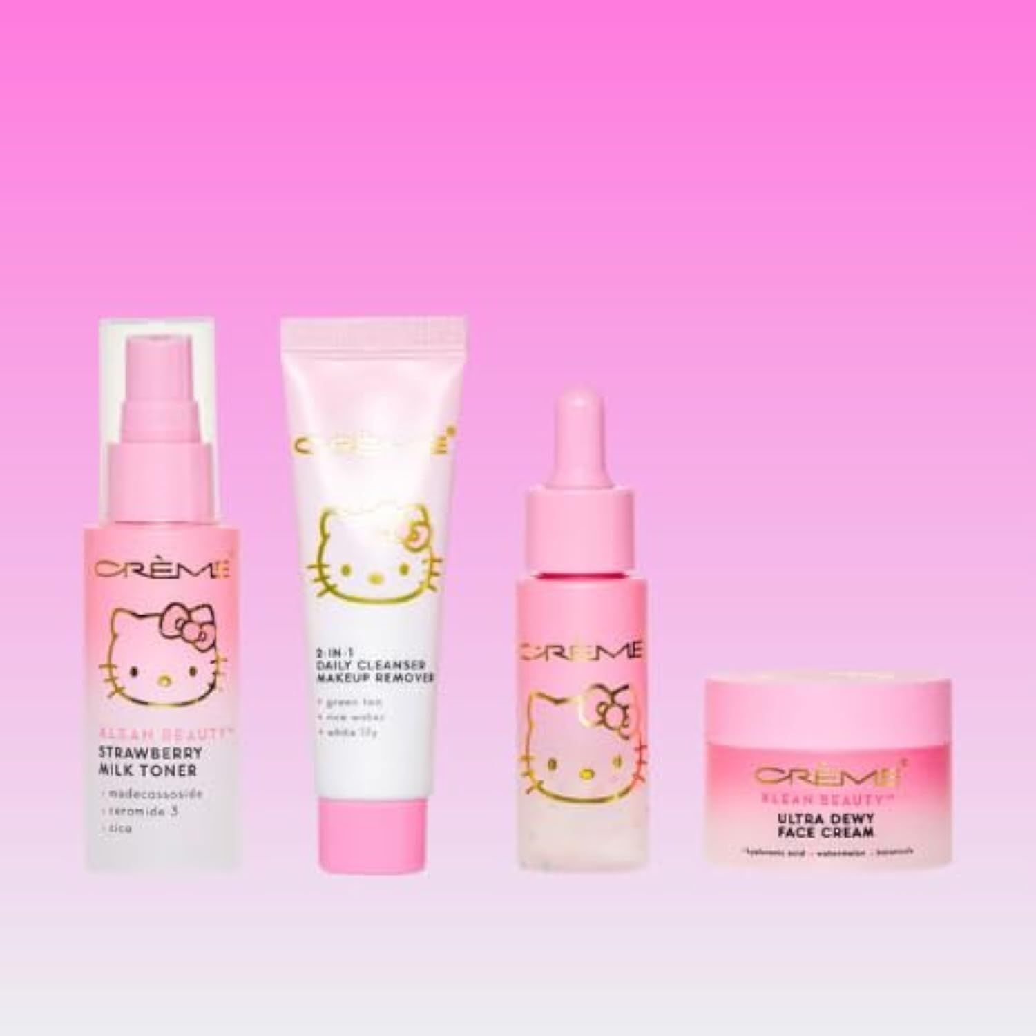 THE CRME SHOP X HELLO KITTY SKINCARE ESSENTIALS - KLEAN BEAUTY 4PC TRAVEL BAG SET