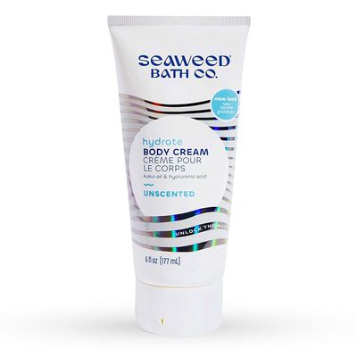 Seaweed Bath Co. Hydrate Body Cream, Unscented, 6 Ounce, Nourishing Hand &amp; Body Lotion Moisturizer for Dry Skin, with Sustainably Harvested Seaweed, Kukui Oil, Hyaluronic Acid, Shea Butter