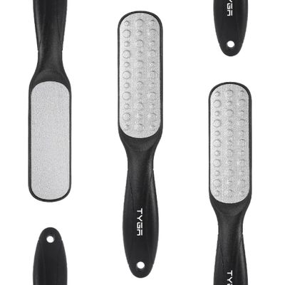 TYGA Double-Sided Foot File, Coarse &amp; Fine, Dry &amp; Wet, Stainless Steel, Pedicure Care Tool, Callus Remover for Feet, Multidirectional Nickel, Hard Skin Removal, Washable, Spa and Skin Care (Black)
