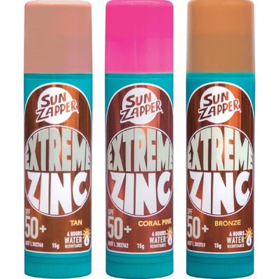 Sun Zapper Extreme Zinc Sunscreen Stick Beauty Pack - SPF 50+ Sunblock in Tan, Bronze &amp; Pink - Made in Australia