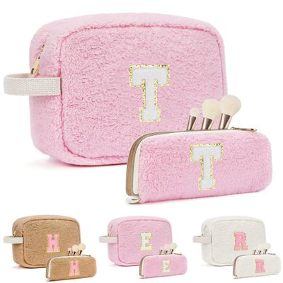 Valentines Day Gifts - Pink Makeup Bag for Women - Personalized Cosmetic Bags for Teen Girls Gifts Trendy Stuff - Travel Make Up Skincare Bag - Birthday Gifts for 10 11 12 13 14 15 Years Old Girls T