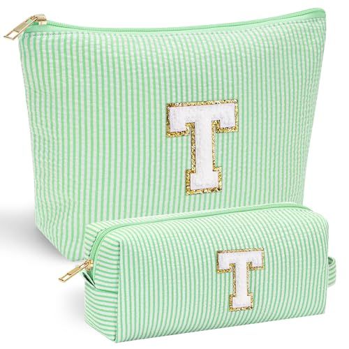 YOOLIFE Initial Makeup Bag for Girls Women - Skin Care for Teens 10-12 | Christmas Gifts for Girls | Birthday Gifts for 3 4 5 6 7 8 9 10 11 12 13 Year Old Girls | Teen Girl Gifts Trendy Stuff T