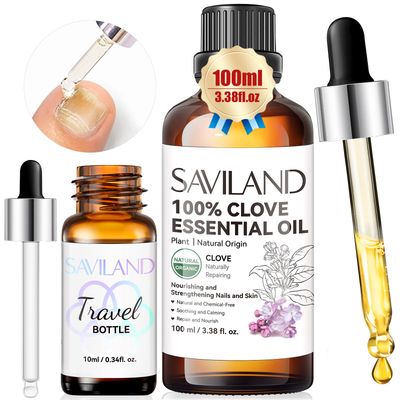 SAVILAND Clove Oil for Effective Nail Toenail Fungus: 2024 Natural Clove Essential Oil 100% Pure Orangic Nail Growth Oil for Damaged Fungal Nails Toenail Renewal Cuticle Hand Foot Care Home