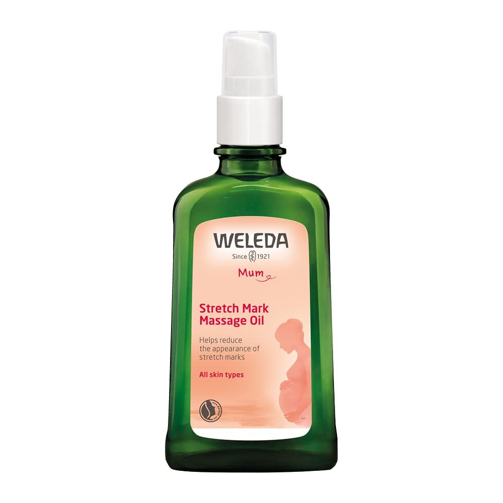 Weleda Stretch Mark Pregnancy Massage Oil, 3.4 Fluid Ounce, Plant Rich Oil with Vitamin E, Sweet Almond, Jojoba and Arnica Oils
