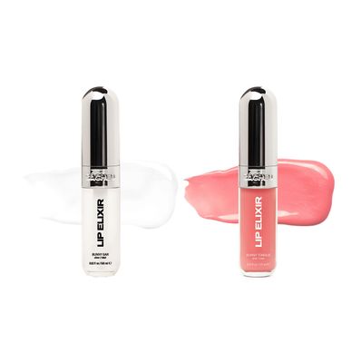 Sacheu Lip Elixir Nourishing Lip Glaze and Lip Tint Gloss Bundle. High-Shine Lip Gloss. Moisturizing Lip Gloss Enriched with Lip Oils For Hydrating Smooth Finish, Cruelty-Free, Clear and Sheer Pink