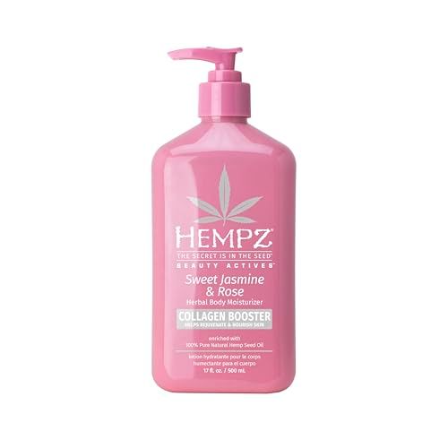 Hempz Sweet Jasmine &amp; Rose Herbal Body Moisturizer for Women, 17 Fl. oz. - Moisturizing Lotion with 100% Pure Hemp Seed Oil, Collagen, Shea Butter - Hydrating Vegan Lotion for Dry Skin