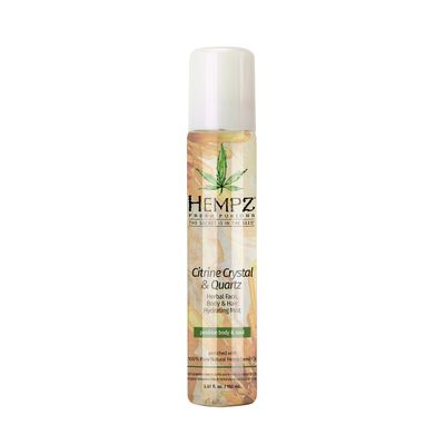 Hempz Fresh Fusions Citrine Crystal &amp; Quartz Herbal Face, Body &amp; Hair Hydrating Mist, 5.07 oz. - Premium, Natural All Over Spray with Pure Hemp Seed Oil and Citrus - Calming Body Spray for Women